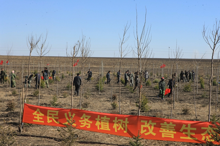 管理局党政班子全体参加局直千人义务植树造林活动(图1)
